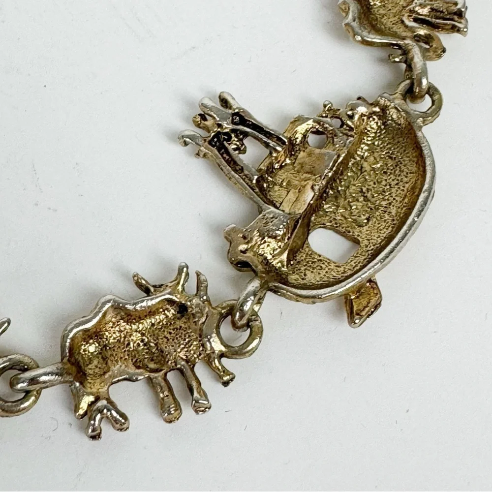 Noah’s Ark Baby Bracelet Gold Plated Safety Chain Bible Animals Old Testament